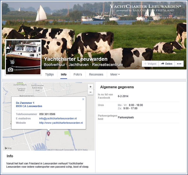 Yachtcharter Leeuwarden op Facebook